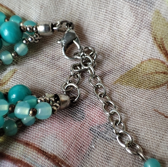 Aqua Turquoise 4 Strand Glass Beaded Necklace Vintage EUC A Mermaid Wore This - Picture 7 of 12